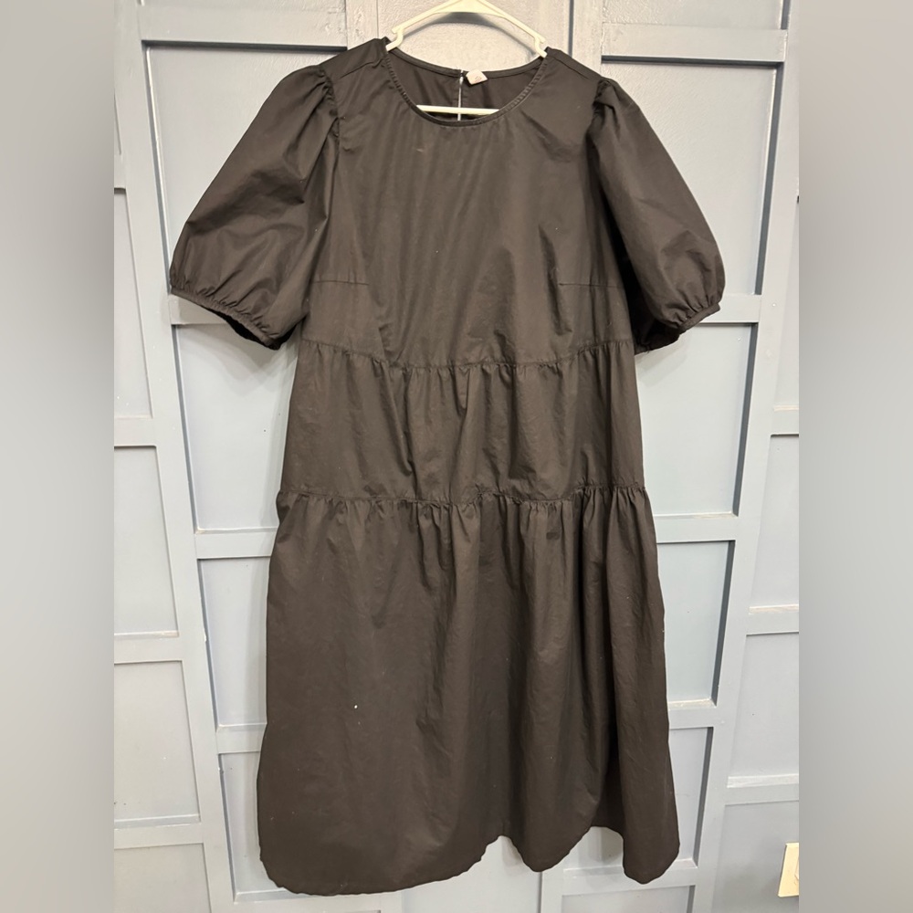 Old Navy Black 3/4 Puff Sleeve Sundress